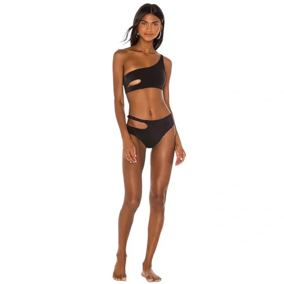 🆕 2pc REVOLVE X JOUES DE SABLE Emmy Cut-Out Bikini Top & Bottom in Noir - Picture 1 of 12